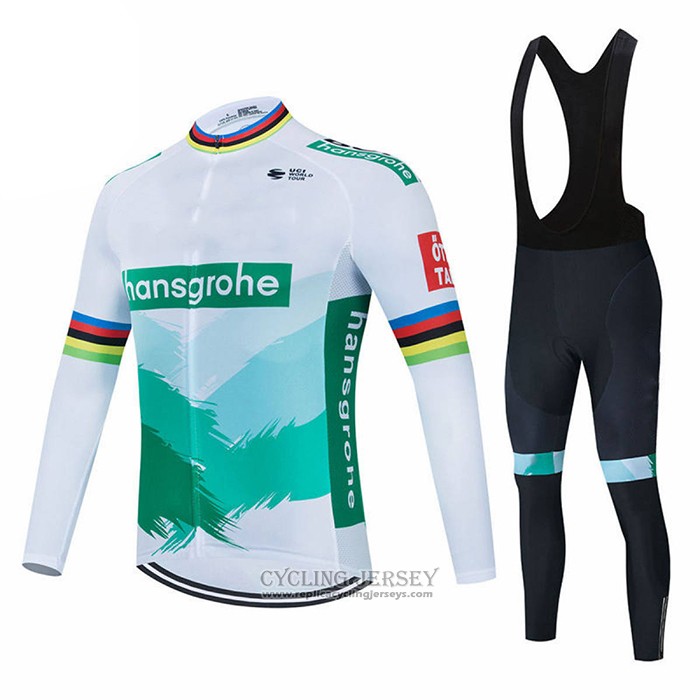 2021 Cycling Jersey Bora-hansgrone White Green Long Sleeve And Bib Tight